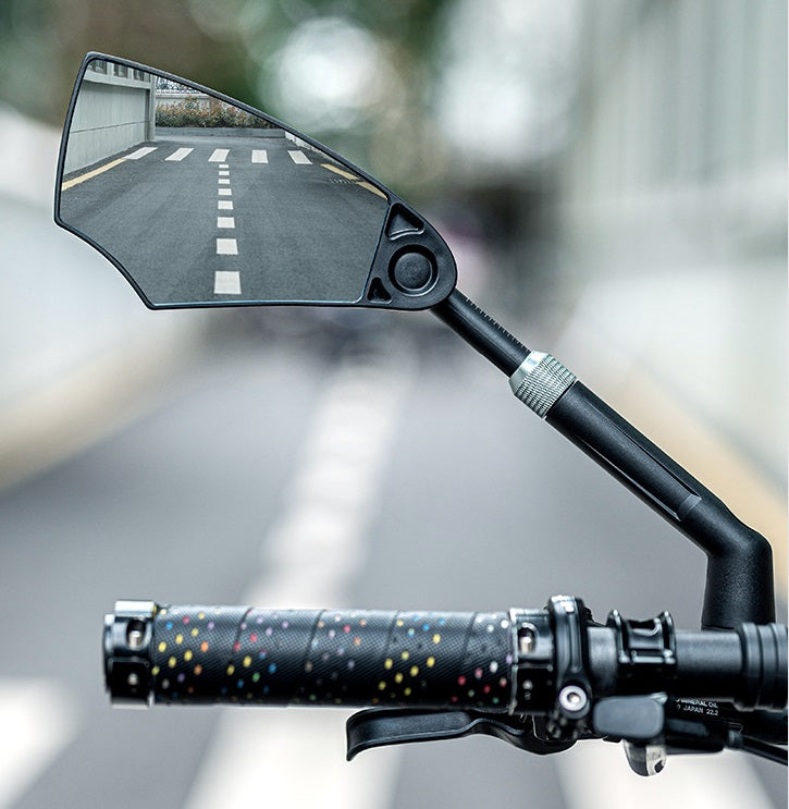 Lankeleisi-bikes HD anti-glare rearview mirror mounted on a bicycle, showing a clear reflective surface with adjustable arm.