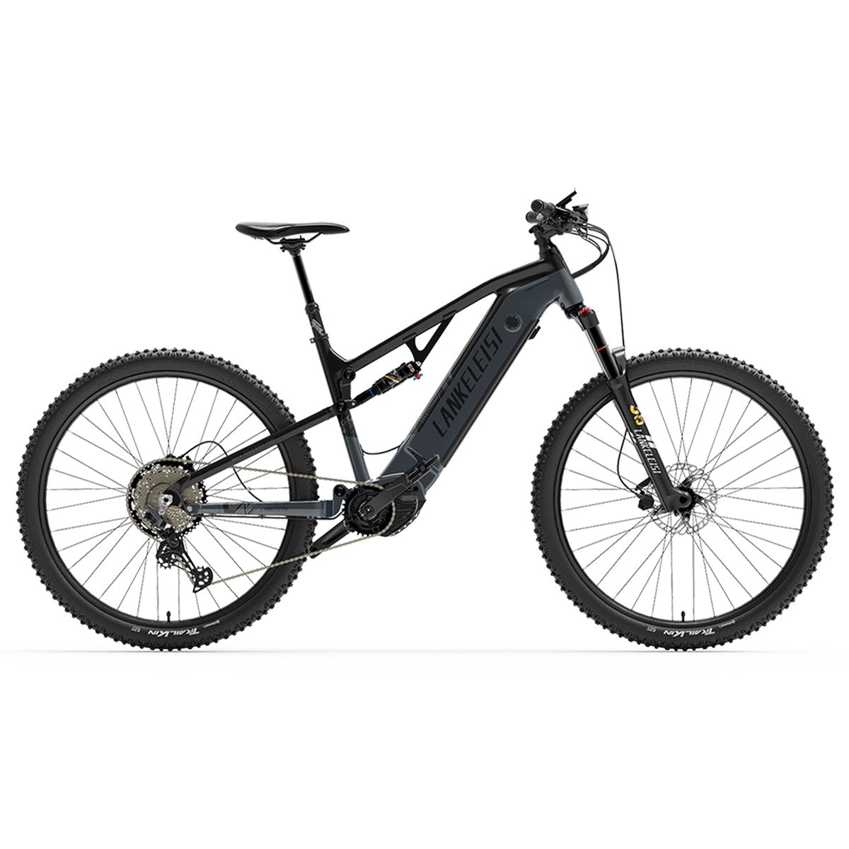 LANKELEISI GT800 mountain electric bike with sturdy frame, thick tires, and handlebar controls, ready for off-road riding.
