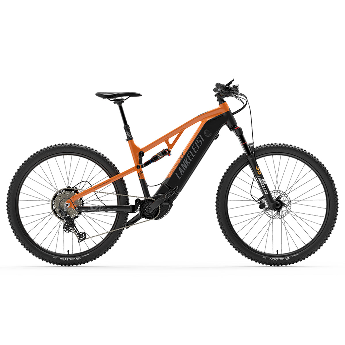 Lankeleisi GT800 mountain electric bike with sturdy frame, fat tires, and front suspension, designed for off-road riding.