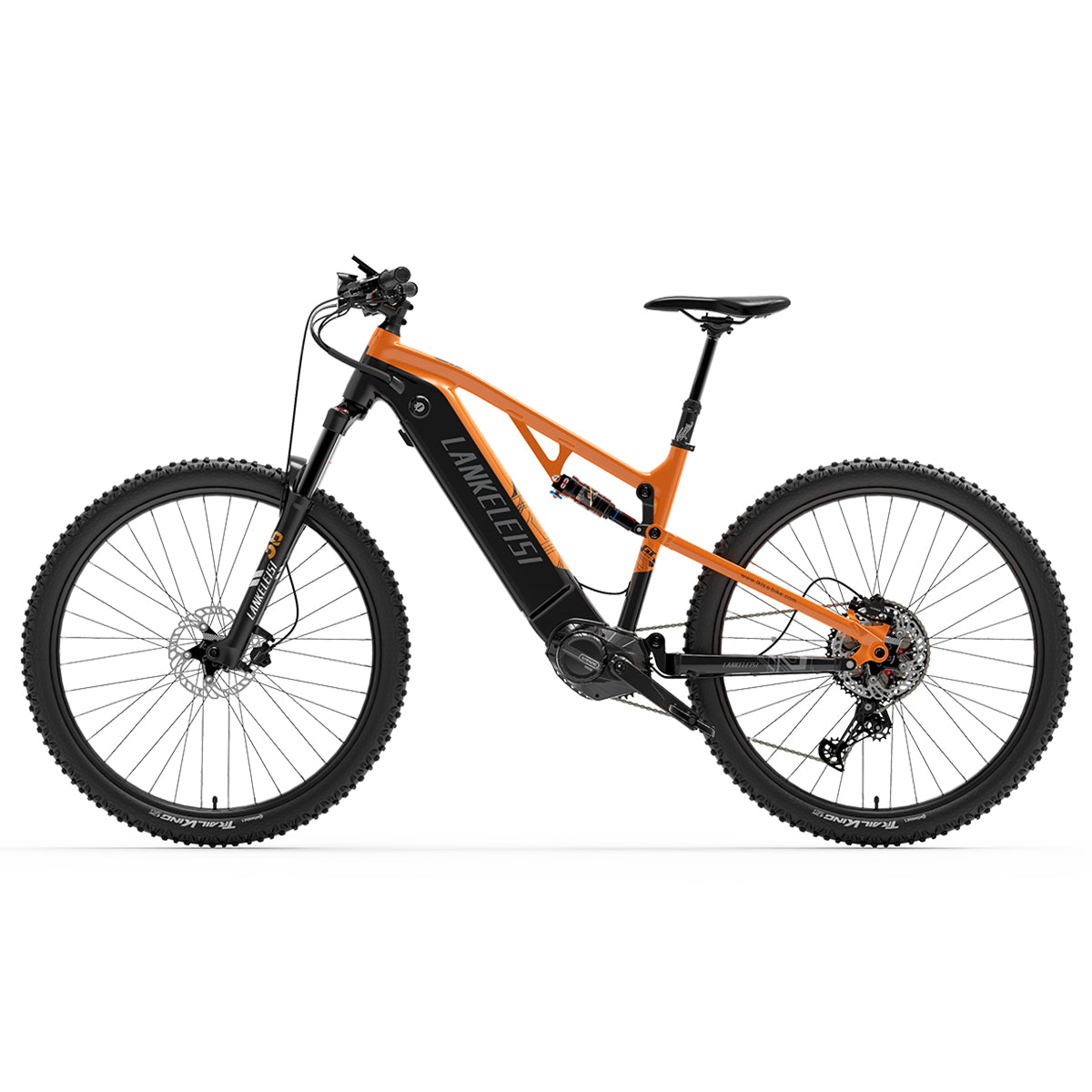 Lankeleisi GT800 mountain electric bike with sturdy frame, large tires, and front suspension for off-road riding.