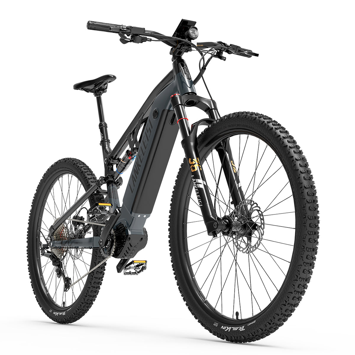 LANKELEISI GT800 mountain electric bike with rugged frame and mountain tires, ready for off-road cycling adventures