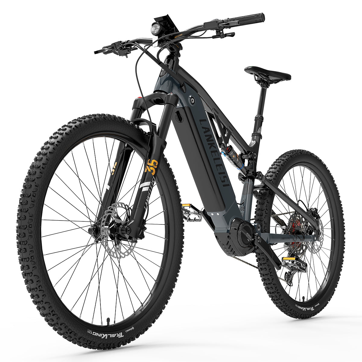 Lankeleisi GT800 mountain electric bike with sturdy frame, thick tires, and handlebar, ready for off-road riding.