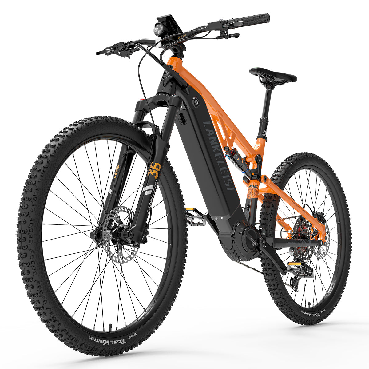 Lankeleisi GT800 mountain electric bike with black frame, front suspension, and knobby tires for off-road riding.