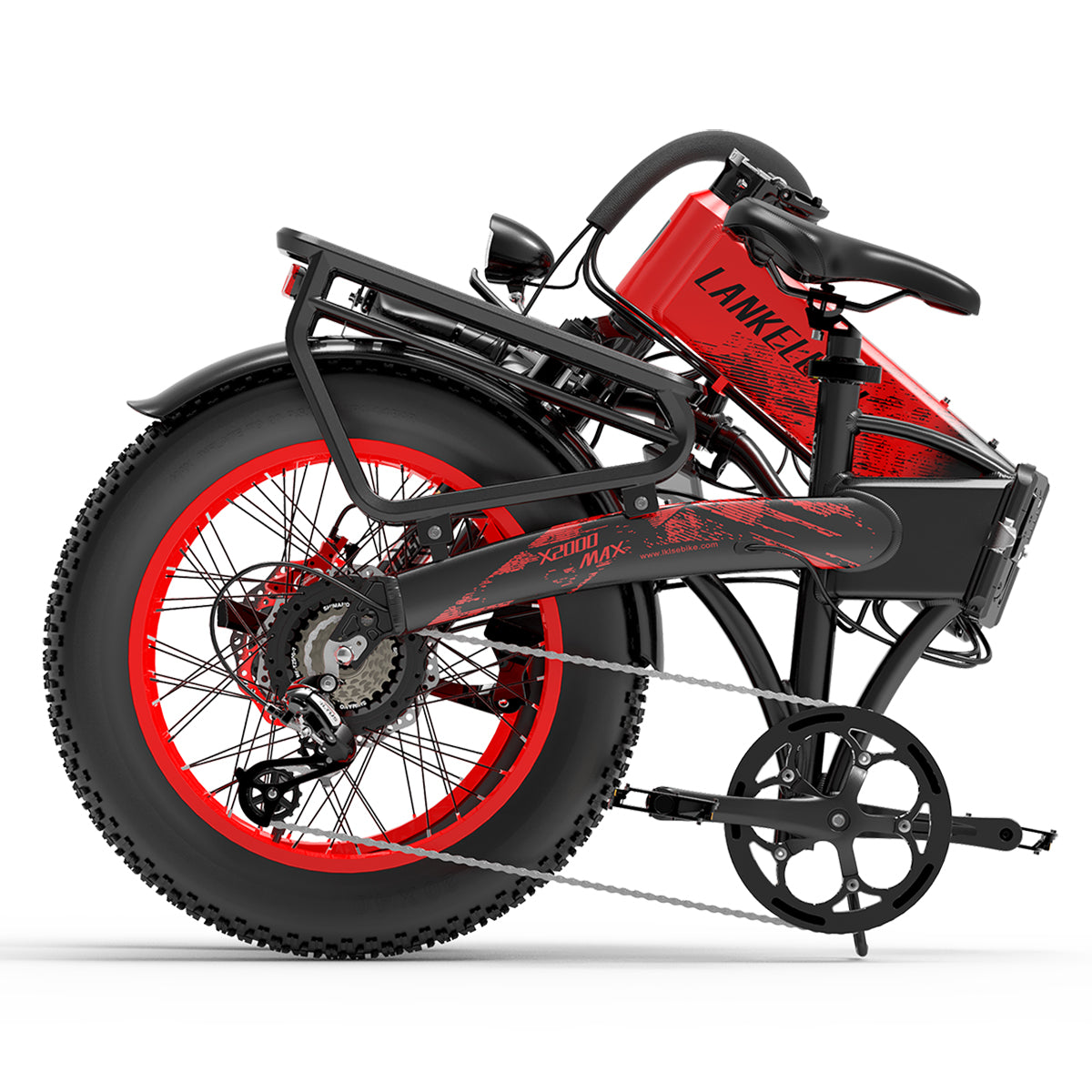 LANKELEISI X2000 MAX 2000W dual motor foldable e-bike with sleek frame and large wheels, ready for urban riding and outdoor adventures.