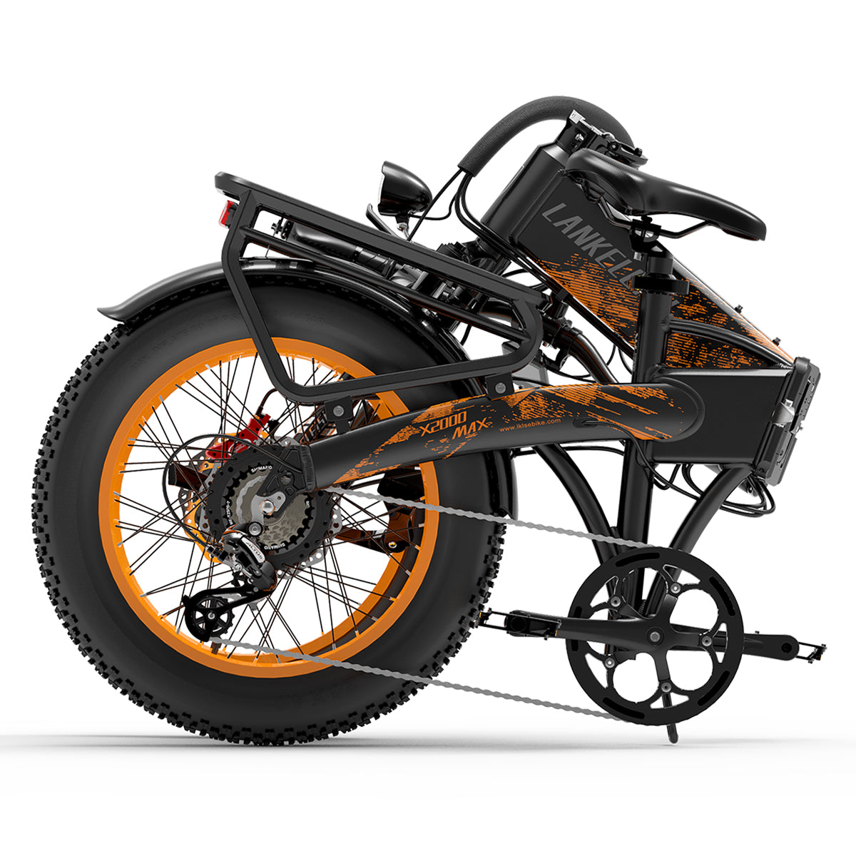 Lankeleisi X2000 MAX 2000W dual motor foldable e-bike with sleek frame and handlebars, ready for urban riding.
