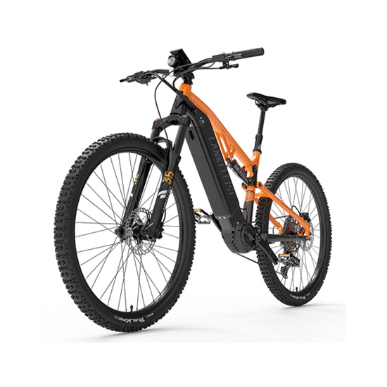 Lankeleisi GT800 mountain electric bike with sturdy frame, fat tires, and handlebar controls, suitable for off-road riding.