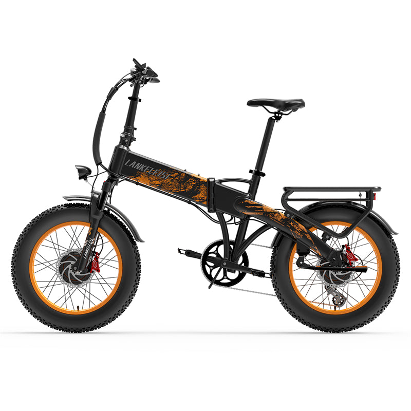 Lankeleisi X2000 MAX 2000W dual motor foldable e-bike with sleek frame and large wheels, ready for outdoor riding.