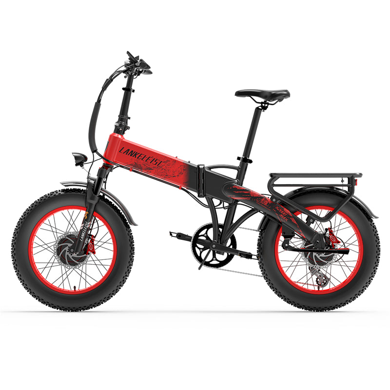 LANKLEISI X2000 MAX 2000W dual motor foldable e-bike with sleek frame and large wheels, ready for urban commuting.