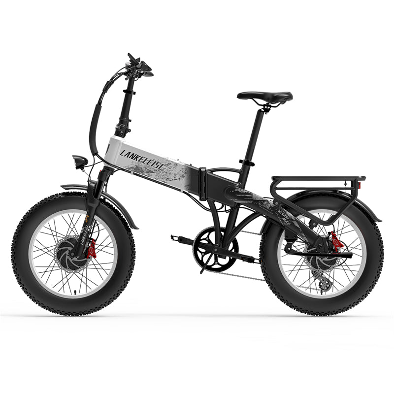Dual motor foldable e-bike by LANKELEISI-BIKES, X2000 MAX 2000W electric bicycle with sleek design and sturdy frame.