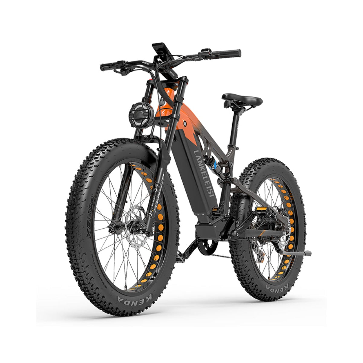 LANKELEISI RV800 Plus Bafang Motor electric mountain bike in black, showcasing the ebike frame and motor components.