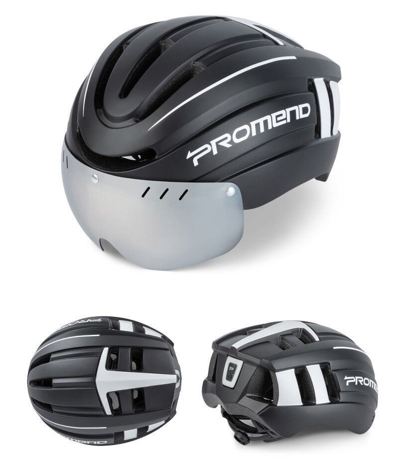 LANKELEISI E-Bike helmet in black with adjustable straps, lightweight design, and ventilation for safe cycling.
