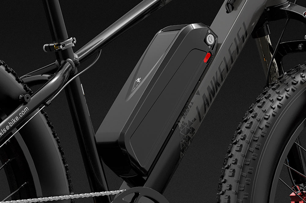 Lankeleisi Bikes lithium-ion battery for electric bicycle, compact and secure with brand-specific design for enhanced bike performance.